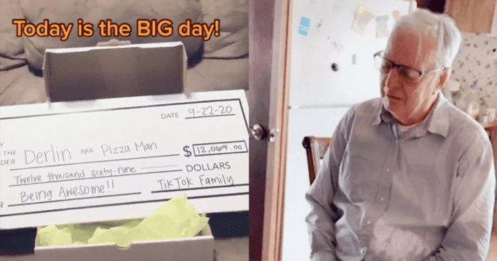 89 year old Pizza Delivery Man Has No Idea Customer Films Him, He Goes Viral Online