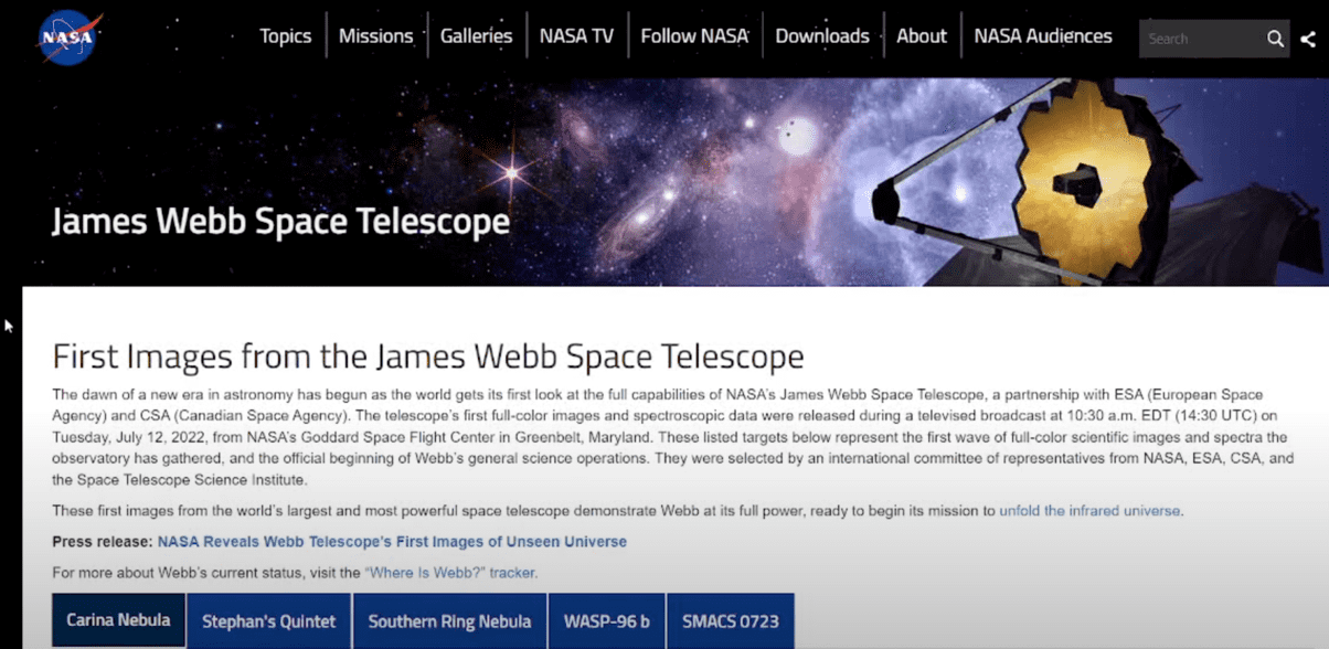 Photoshop: James Webb Space Telescope Hubble Telescope Carina Nebula Stephan's Quintet Southern Ring